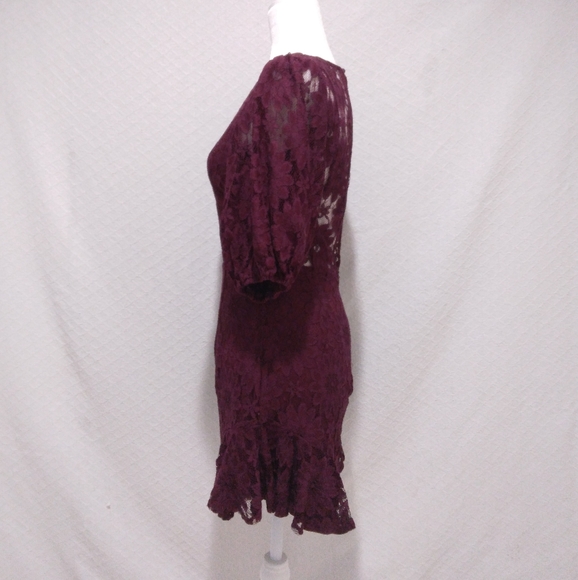 NWOT Saints + Secrets Maroon Lace Floral Dress - Picture 3 of 10
